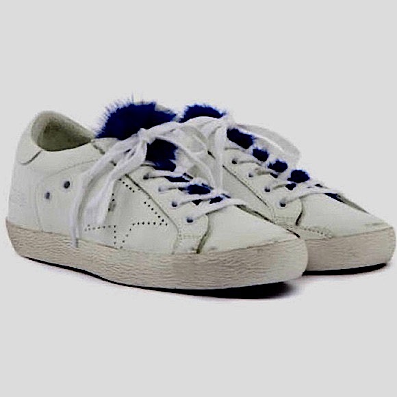 Golden Goose Deluxe Brand Superstar White & Blue Mink Fur Low Top Sneakers - Picture 3 of 16